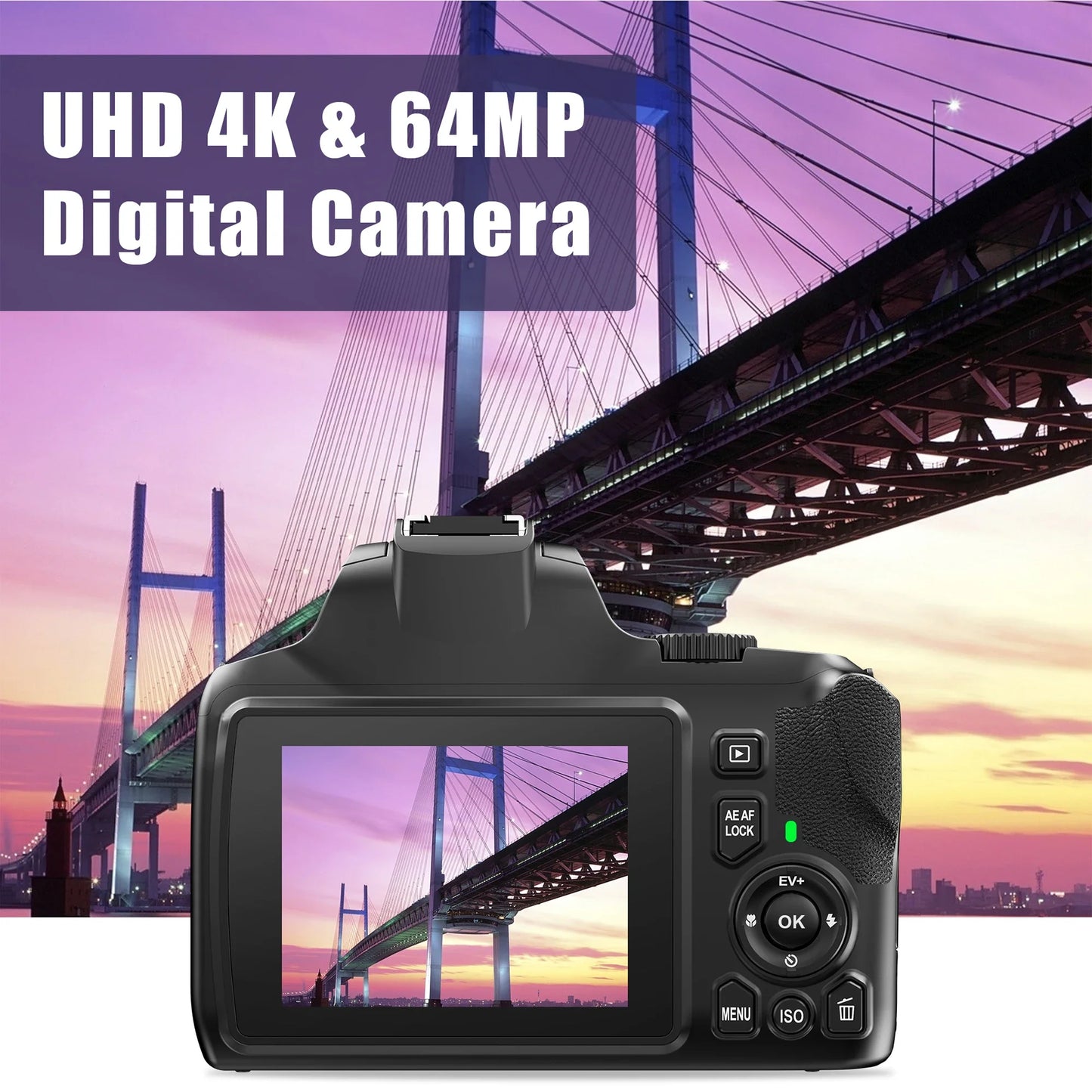 4K Video Vlog SLR Camera 64MP Professional Digital Camera for Photography 10X Optical Zoom Camcorder Youtube Livestream Webcam