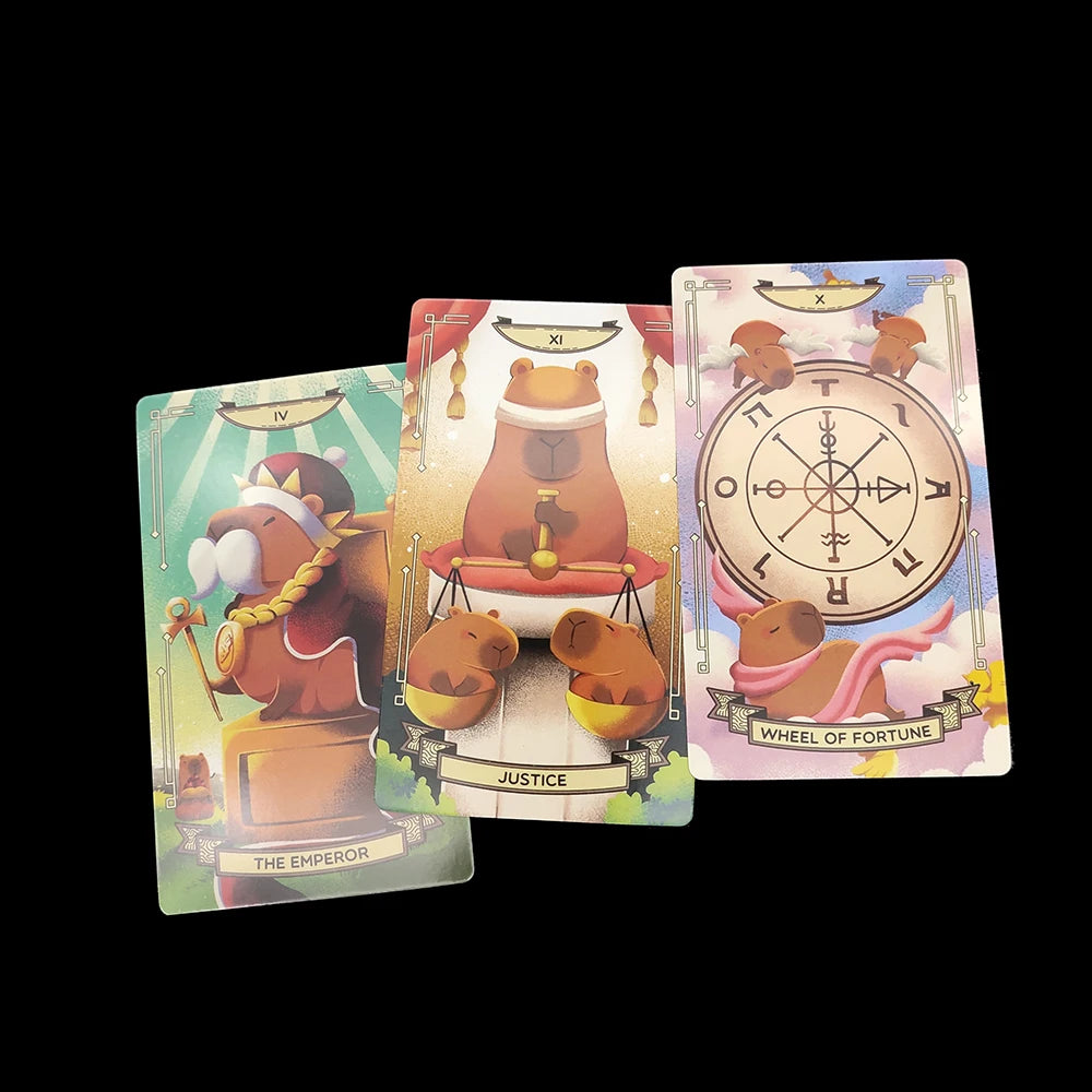 12CM×7CM 78-card tarot deck features adorable cartoon capybaras the world's largest rodents in a whimsical and enchanting settin