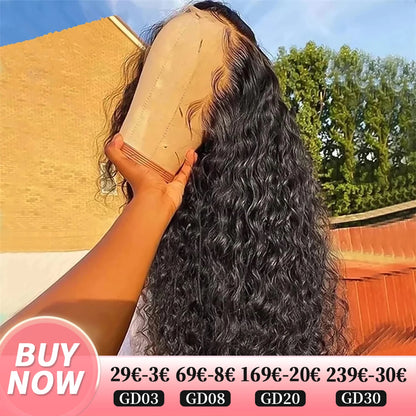 Human Hair Lace Frontal Wig Deep Wave 13x4 Transparent Lace Frontal Wig PrePlucked Deep Curly Wigs For Women 5x5 Lace Wig