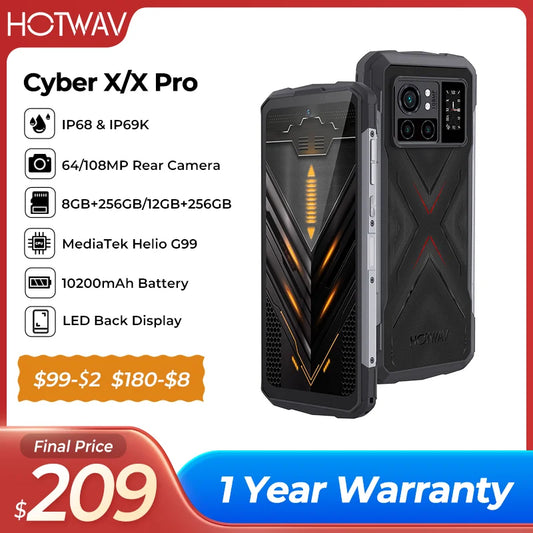 HOTWAV Cyber X Pro Android Smartphones Global Version 6.78 FHD 90Hz Cellphone 10200mAh 12GB 256GB 108M Camera Rugged Phone