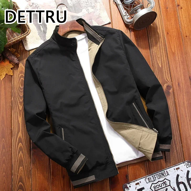 2024 Spring  Autumn Men Jacket New Mens Double Sided Wear Stand Collar Casual Jacket Youth Trend Jacket for Men Clothing