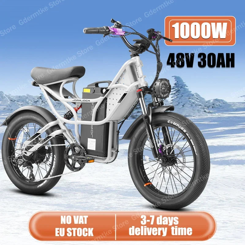 Electric Bike 1000W Motor 48V30AH Lithium Battery Hydraulic Disc Brake Ebike Adult 20*3.0-in Fat Tire Mountain Electric Bicycle