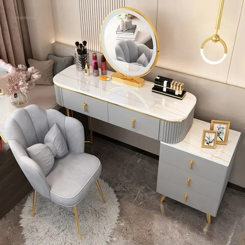 Luxury Dressing Table Wood Vanity Storage Cabinet Organizer Corner Dressers Mirror Bedside Tables Modern Bedroom Furniture r