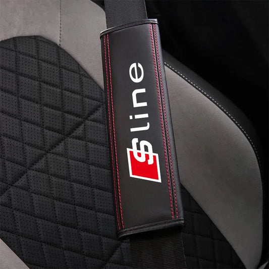 For S Line Logo A3 A4 A5 A6 A7 A8 S3 S4 S5 S6 S7 Accessories Top leather material automotive seat belt cover shoulder protector