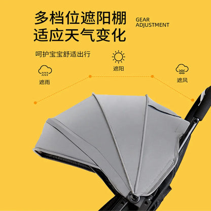 Kudouding Stroller Lightweight One-button Folding Stroller Can Sit and Lie Down Portable Umbrella Stroller Baby Stroller