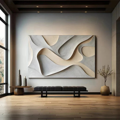 Minimalist Irregular White Wave Style Modern Wall Art 3d Textured Visual Abstract Posters Print Canvas Painting For Home Decor