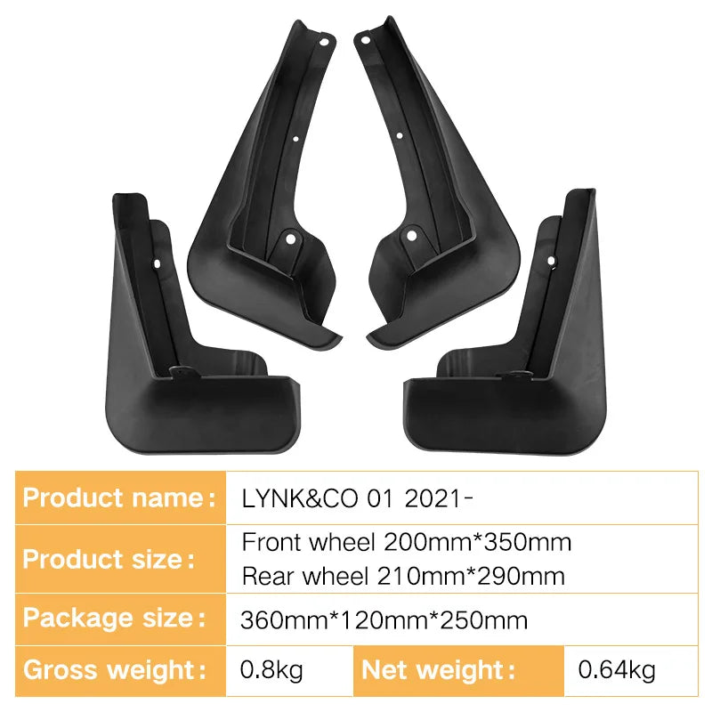 Car Mud Flaps For Geely LYNK&CO 01 2021 Splash Guards Fender Mudflaps Automotive Exterior Car Accessories Auto Parts