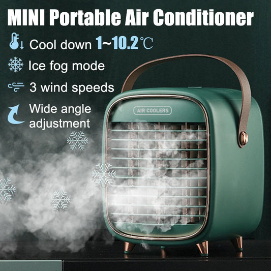 Optimize product title: Mini Air Cooler - Portable USB Personal Space Cooler Fan with Rechargeable Battery - Home and Desk Cooling Fan