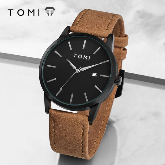 TOMI Brand Fashionable Men's Watch Luxurious Small Disc Dial Design Quartz Watch