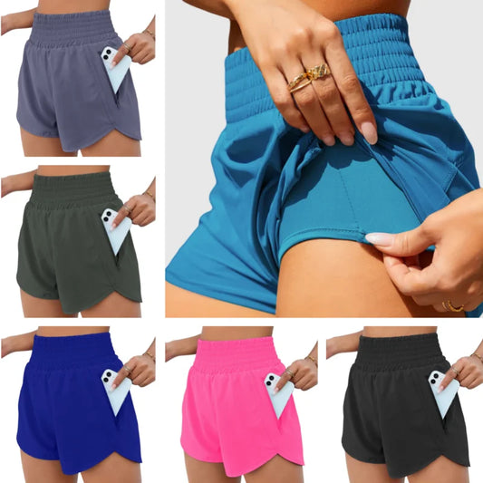 Running Sport Short Lining Loose High Waist Pocket Gym Yoga Fitness Breathable Women Summer Gym Wear Female Workout Clothes XL