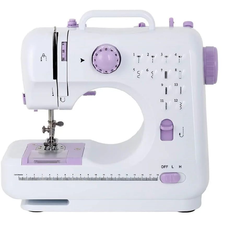 Purple Sewing Machine Portable Mini Electric Sewing Machine for Beginners,12 Built-in Stitches 2 Speed with Foot Pedal,LED Light