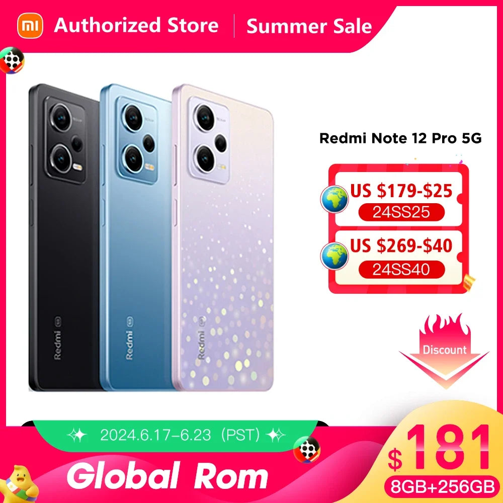 Global ROM Xiaomi Redmi Note 12 Pro 5G Smartphone MTK Dimensity 1080 6.6'' OLED Display 50MP Camera 5000mAh 67W Fast Charge