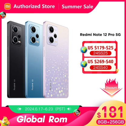 Global ROM Xiaomi Redmi Note 12 Pro 5G Smartphone MTK Dimensity 1080 6.6'' OLED Display 50MP Camera 5000mAh 67W Fast Charge