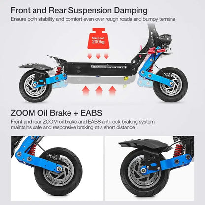 EU Escooter 2024 ZonDoo 11Inch Fast Electric Scooter 6000W 60V 38AH Dual Motors Max Speed 95km/h Max Range 110km Hydraulic brake