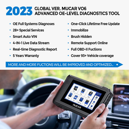 MUCAR VO6 Best Professional Car Diagnostic Tools All System Automotive Obd2 Scanner Auto OBD 2 Diagnosis ECU Coding Active Test