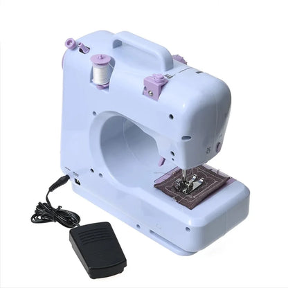 INNE Portable Sewing Machine Mini Electric Household Crafting Mending Overlock 12 Stitches Pedal Beginners With Presser Foot