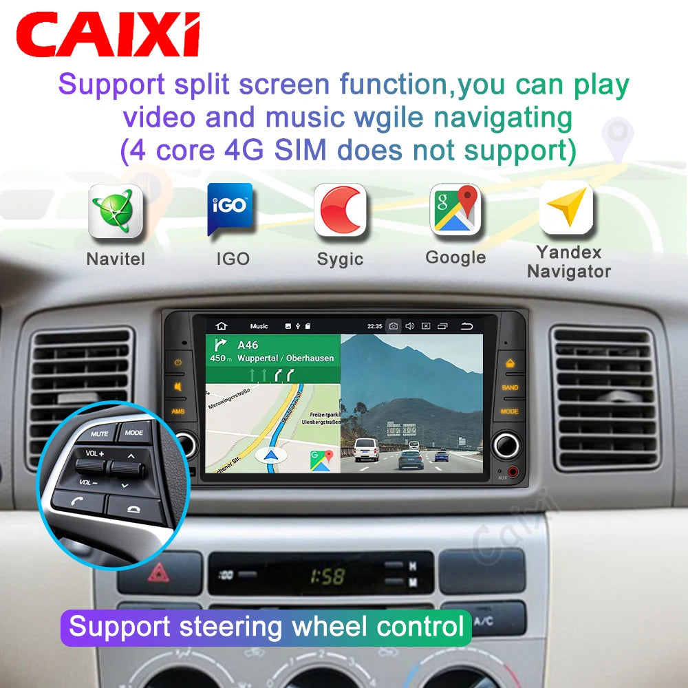 CAIXI 2 Din Android 13 Car Radio Stereo with CarPlay & GPS for Toyota: COROLLA, VIOS, CROWN, CAMRY, HIACE, PREVIA, RAV4 - Advanced Multimedia System