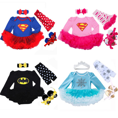 Newborn Cartoon Clothes Baby Girls Clothing Set My First Birthday Baby Clothes Set Ruffle Tutu Dress New Born Baby Clothing