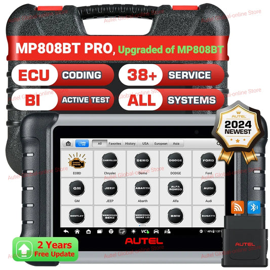 2024 Autel MP808BT PRO Professional Automotive Scan Tool OBD2 Bi-Directional Scanner ECU Coding, 38+ Service Upgraded of MP808BT