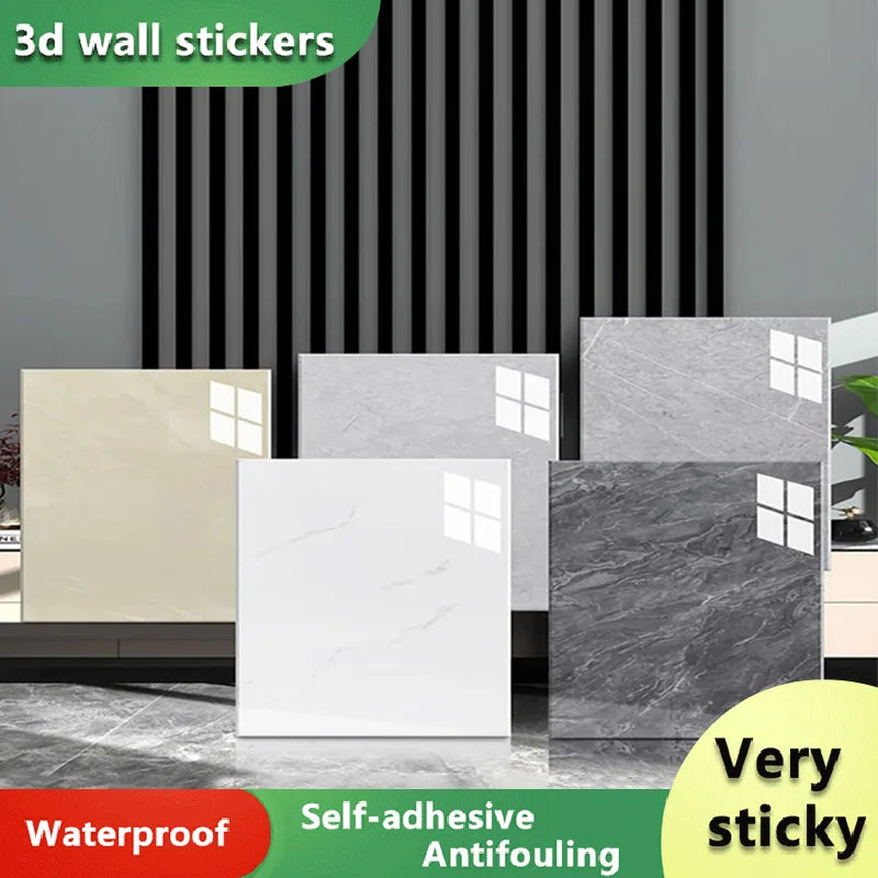 Bathroom wall tile stickers self-adhesive decorative panels living room bedroom simulation marble waterproof flame retardant