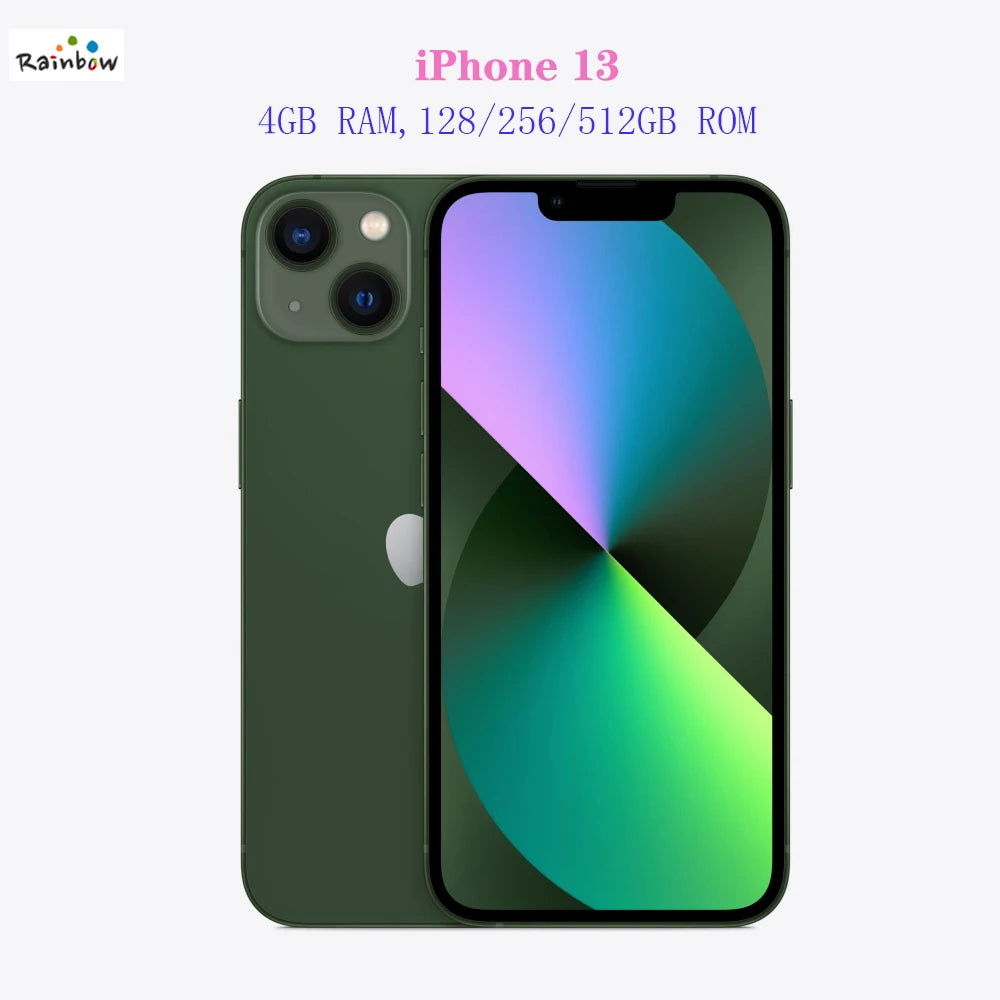 Face ID Original Apple iPhone 13 128GB/ 512GB 5G LTE Mobile Phone NFC IOS A15 Bionic Hexa Core 6.1'' 12MP&12MP 3240mAh