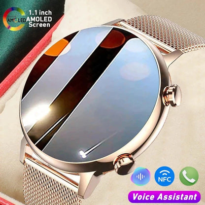 AMOLED Full Touch Screen Smart Watch Women Screen Always Display Voice Assistant IP68 Waterproof 2023 Bluetooth Call Smartwatch