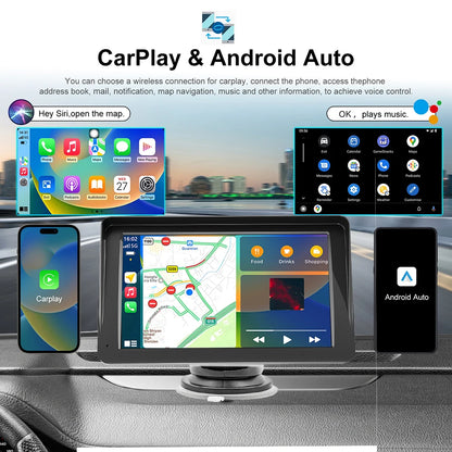 Universal Car Multimedia Video Player: 7" Portable Car Radio with Wireless Apple CarPlay, Android Auto, Intelligent Systems, and 4.3" Reverse Screen