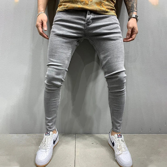 2023 New Men's Stretchy SKinny Jeans Solid Color Slim Fit Casual Pants Fashion Mens Designer Clothes Streetwear Denim Trousers