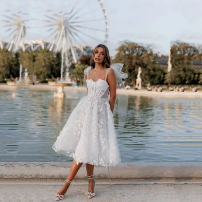 Simple Tulle Strapless A-Line Wedding Dress Elegant Spaghetti Straps Pleat Appliques Backless Sleeveless Bridal Gowns Vestidos