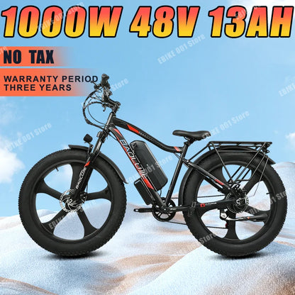 EU Stock Electric Bicycle 48V 13AH 250W 500W 1000W 26*4inch Fat Tire Display LED Ebike Mountain Off-road MTB Beach Electric Bike