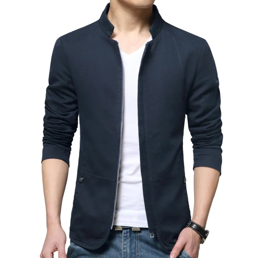 Daily Coat Men\'s Coat Business Casual Coat Collared Jacket Slim Fit Suit Tops Zip Blazer Comfy Fashion New Stylish