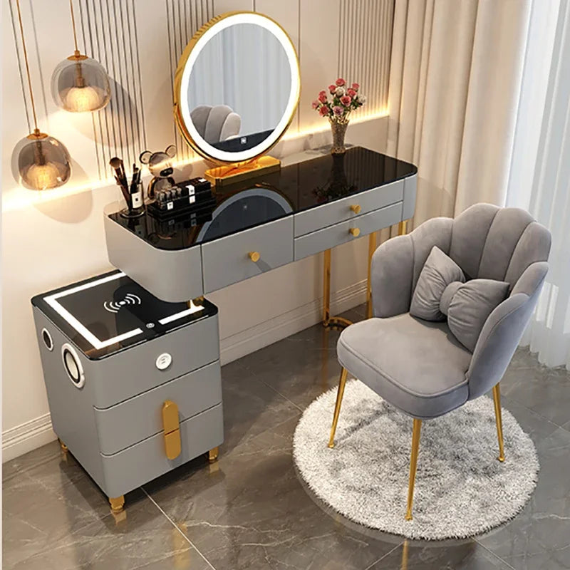 Nordic Bedroom Dressers Multifunctional Smart Dressing Table with Wireless Charging Modern Minimalist Princess Dressing Table