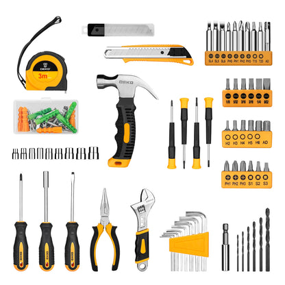 DEKO DKMT126 Power Tool Combo Kits with 8V Cordless Drill,Home Household DIY Hand Tool Kits，10MM 3/8'' Keyless Chuck