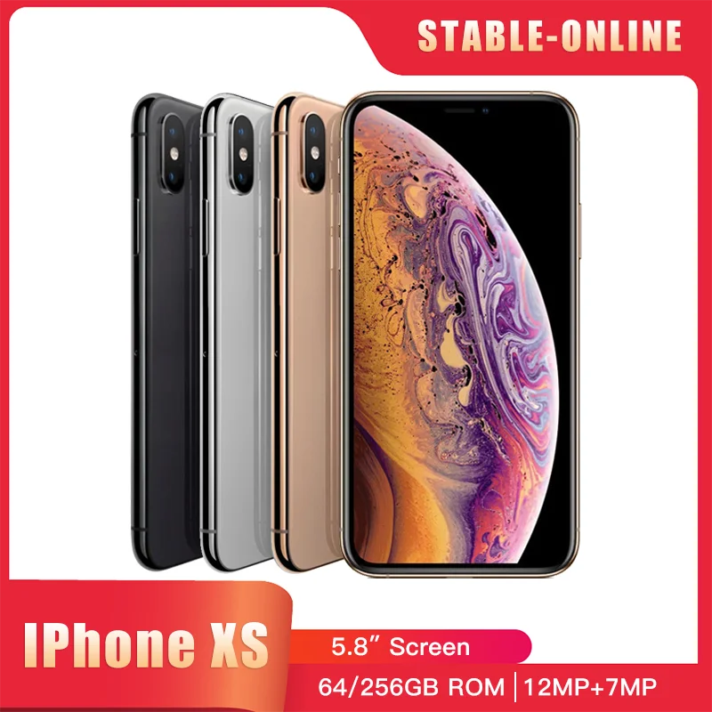 Original Apple iPhone XS 4G Mobile Phone Face ID NFC 5.8" 4GB RAM 64GB/256/512GB ROM 12MP+7MP A12 Hexa-Core iphone xs phone