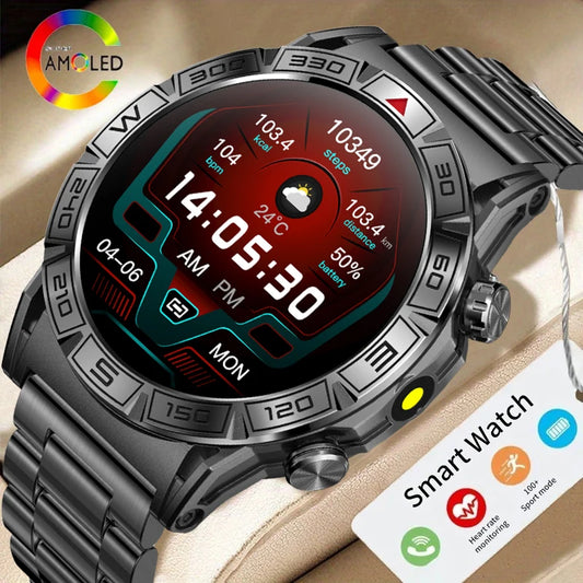 2024 Men's Smart Watch AMOLED Bluetooth 5.3-inch Call Electronic Watch 450mAh Large Capacity High Voltage Smart Watch