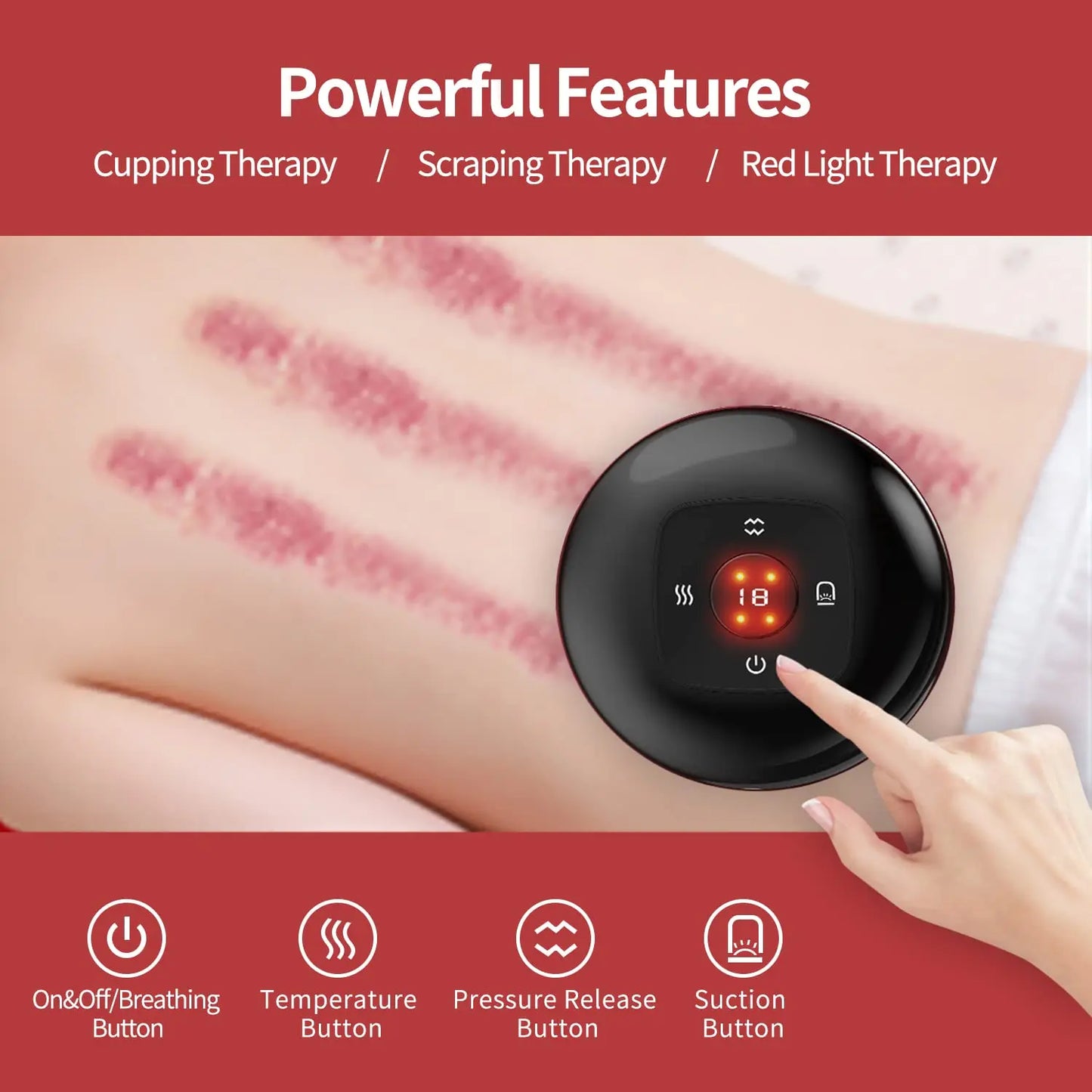 Smart Cupping Therapy Set Cellulite Massager 3 in 1 Vacuum Therapy Machine Gua Sha Massage Tool 12 Level Temperature and Suction