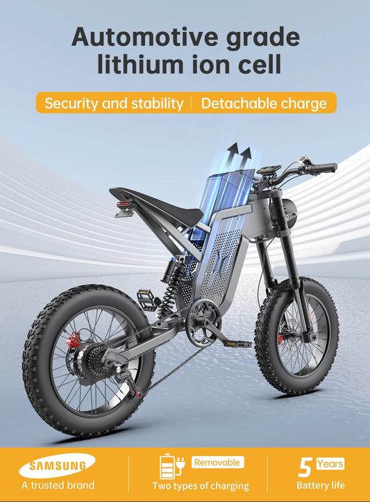 Ebike EKX-X21 Electric Bike Lithium Battery Cross-Country Mountain Bicycle 20 "Off-Road Tyre 2000W 35AhElectric Motorcycles