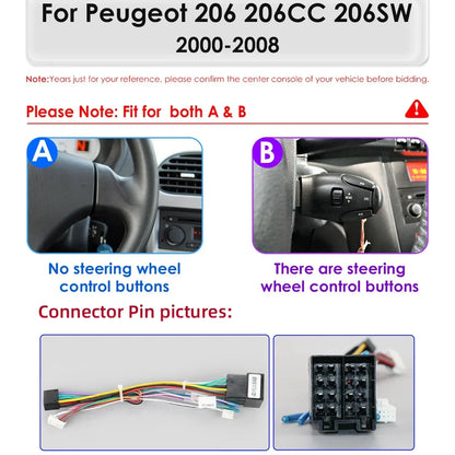 Upgrade Your Peugeot 206 with a Carplay 4G-LTE 7" Android Car Radio | GPS Navigation | 2000-2008 Models | 2 Din Stereo DSP & WIFI | Multimedia Player for 206CC & 206SW