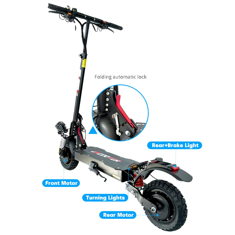 EU Warehouse 2400W Dual Motor electric scooter Max Speed 55km/h 10 inch 48V Max Mileage 70KM Foldable electric scooters