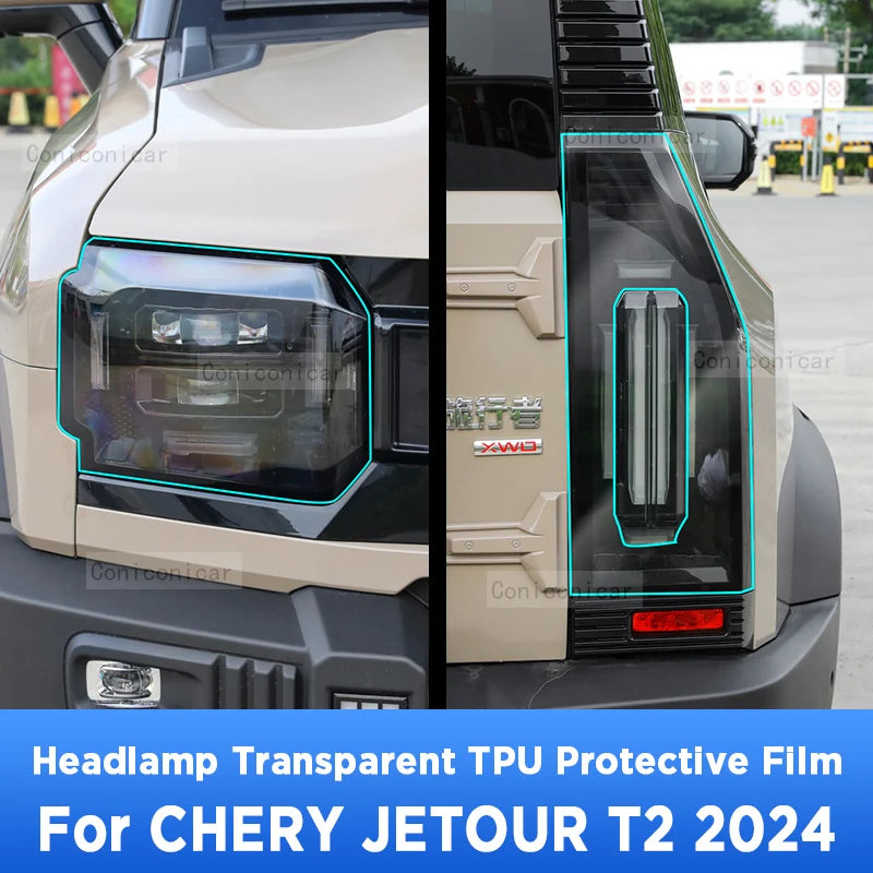 For CHERY JETOUR T2 2024 Car Exterior Headlight Anti-scratch Front Lamp Transparent TPU Protective Film Accessories Sticker