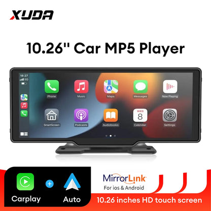 XUDA 10.26inch Carplay MP5 Player Portable BT Touch Srceen Wireless Carplay Android Auto Car Radio for Apple Or Android Video