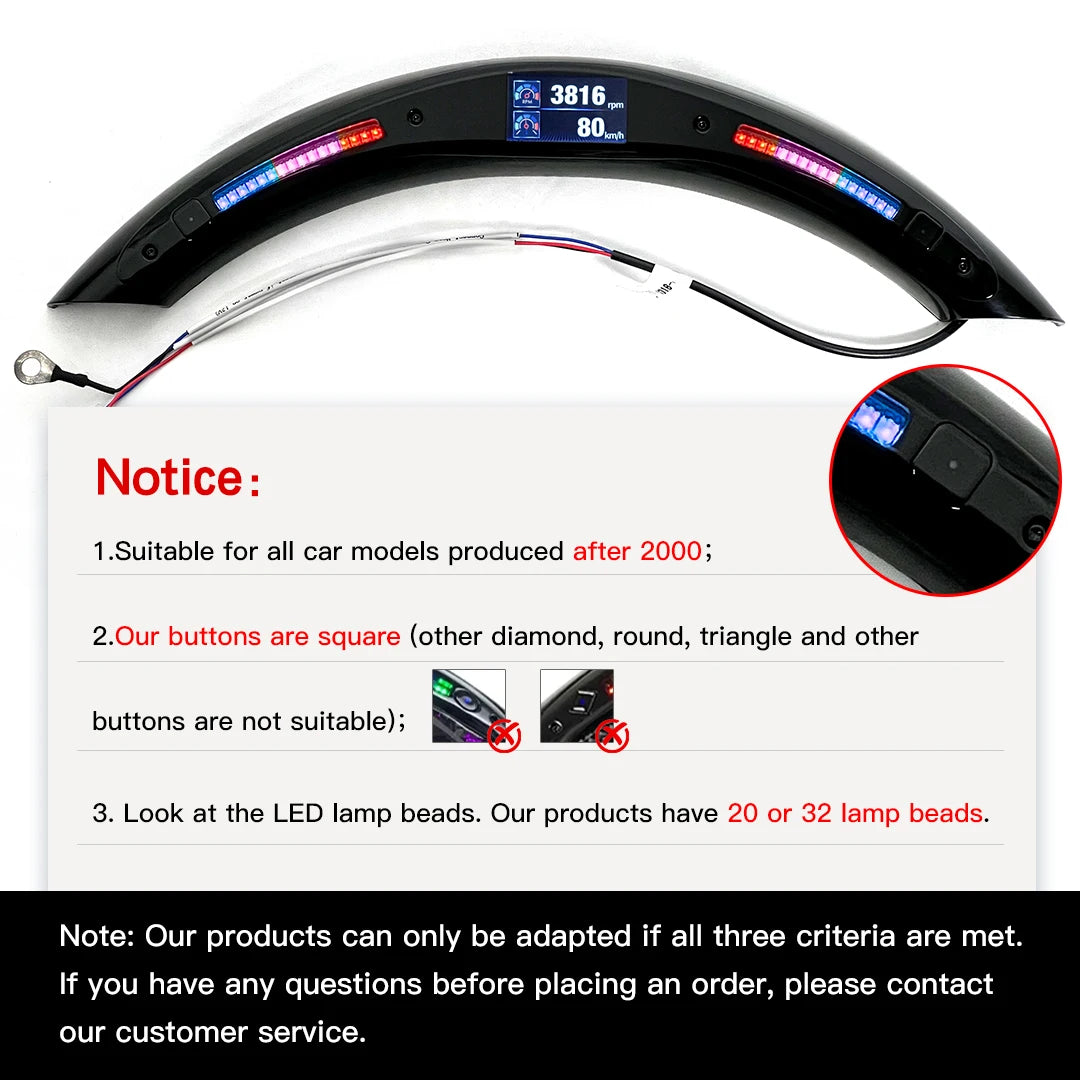 LED Performance Kit for Steering Wheel Smart LED Display from OHC Motors Universal Use Intelligent Driving Data Screen