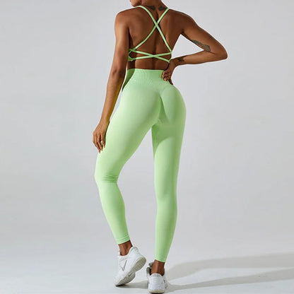 Sexy Yoga Sets Seamless Women High Waist Leggings And Top Two Piece Set Gym Tracksuit Fitness Workout Outfits Sports Sets