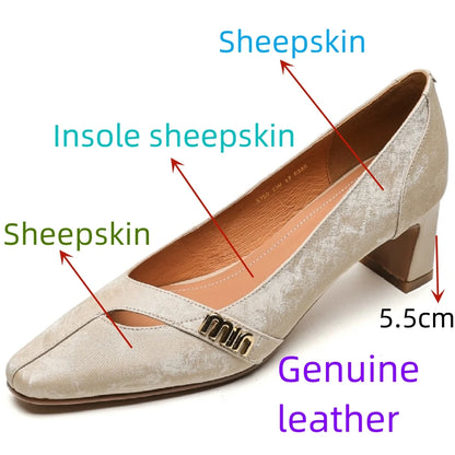 【EUNICE YUN】New Brand Genuine Leather Pointed Toe Back Strap Thin Heel Shoes for Women Casual Shoes Handmade 34-41