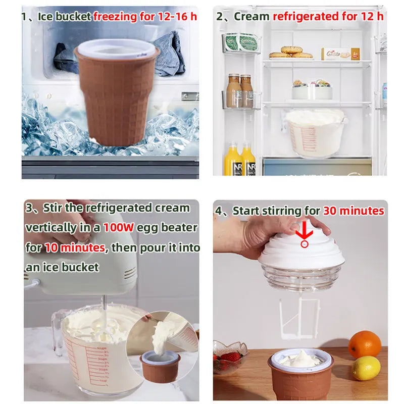 USB Automatic Ice Cream Maker,450Ml Mini Electric Milkshake Squeezer,Home DIY Frozen Fruit Dessert Pressing Machine,Yogurt Mixer