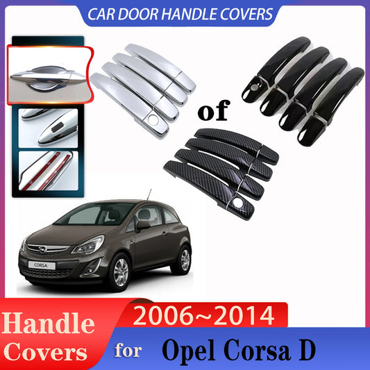 For Vauxhall Opel Corsa D S07 Viva 2006~2014 Car Door Handles Covers Exterior Scratch Protective Decor Covers Luxury Accessories