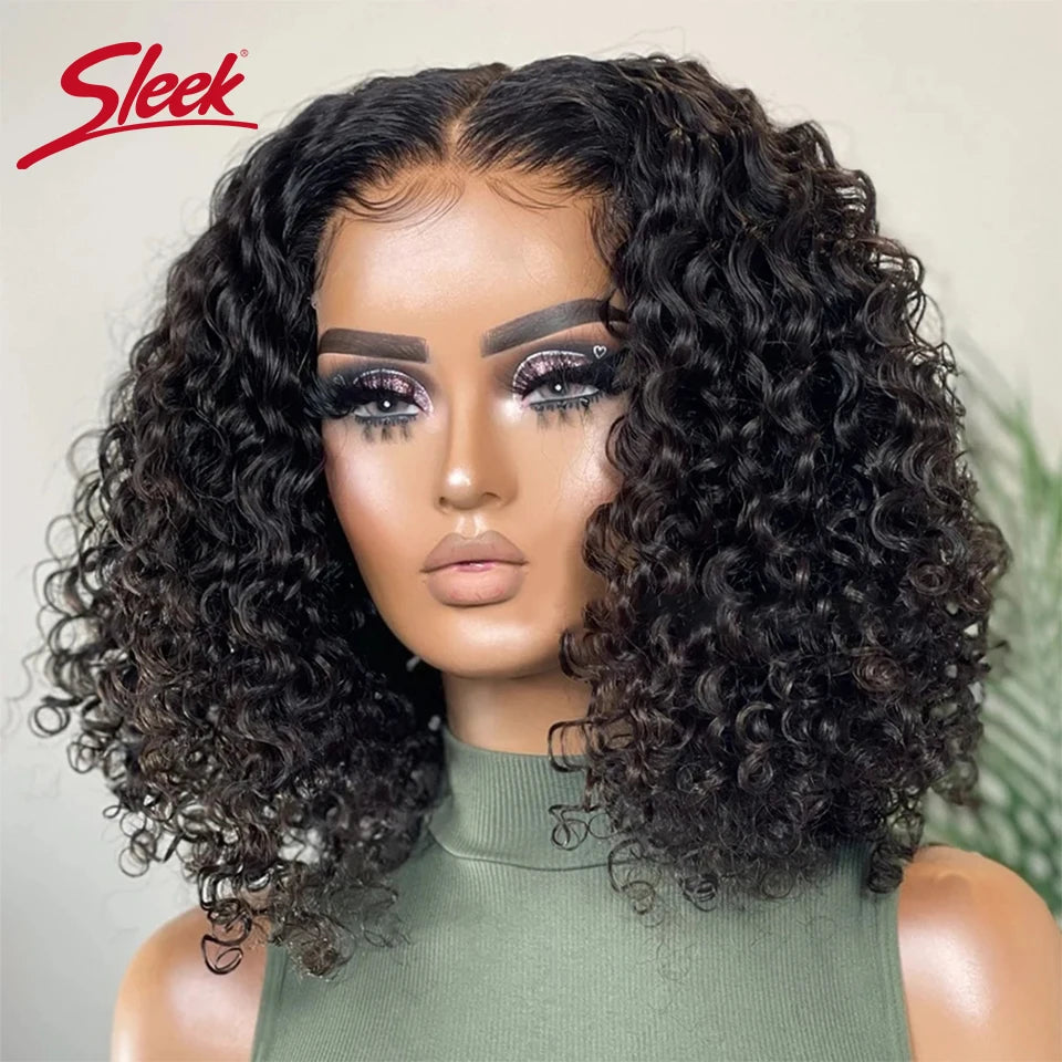 Brazilian Deep Curly Bob Hair Wigs Natural Black Color P4/27 HD Lace Front Part Transparent Highlight Brown Color Remy Hair