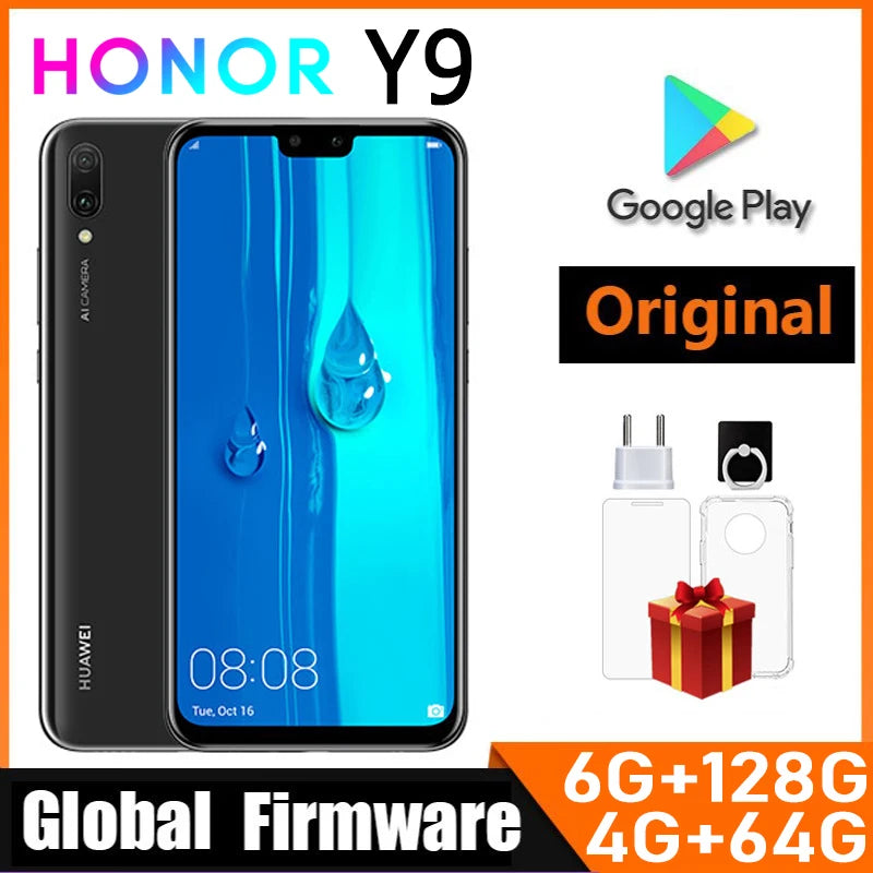 HONOR Y9-2019 Smartphone Global Firmware 6.5-inch Front Camera 16M Battery 4000 mAh CPU Haisi Qilin 710 used phone