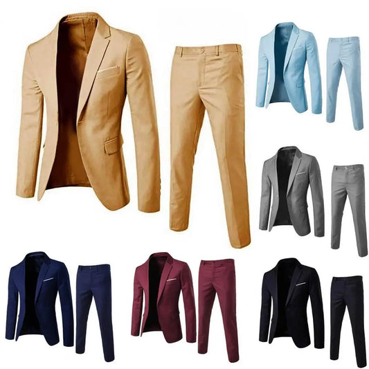 Popular Business Suit Long Sleeve Handsome Lapel Formal Groom Suit Set  Anti Deformation Suit Jacket Trousers Male Clothing