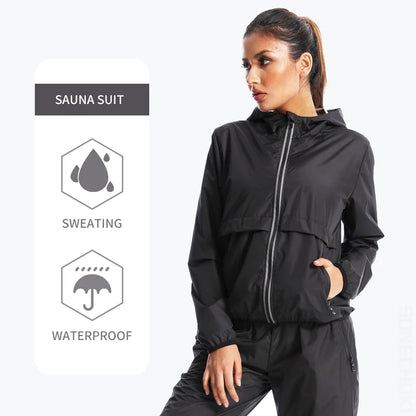 New Sauna Suit Women Gym Clothing Sets for Sweating Weight Loss Female Sports Active Wear Slimming Full Body Tracksuit Fitness